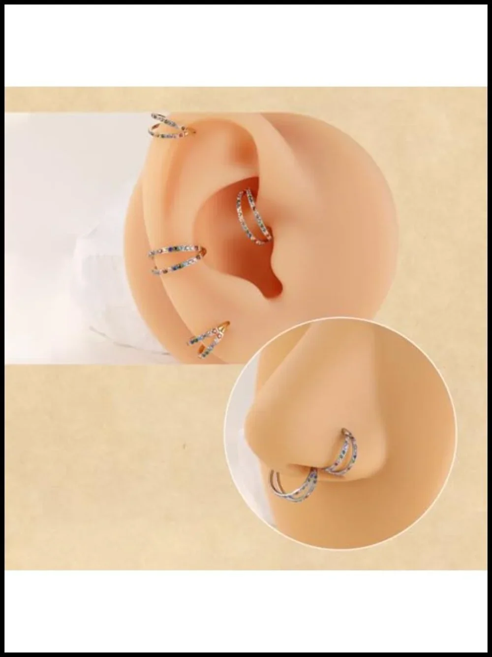 Double Hoop Nose Ring 316L Surgical Steel Clicker Cartilage Earring